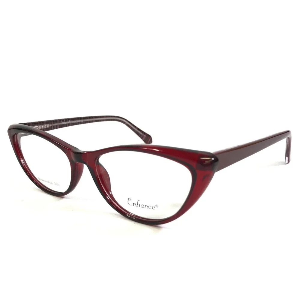 Enhance Eyeglasses Frames EN4063 BURGUNDY Red Cat Eye Full Rim 54-17-145
